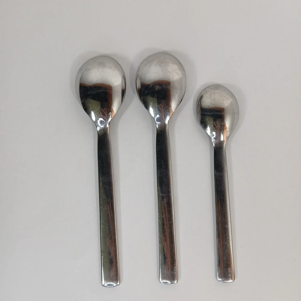 Dansk AMENI T Graves Stainless 18/10 Glossy Flatware 2 Soup Spoons 1 Teaspoon